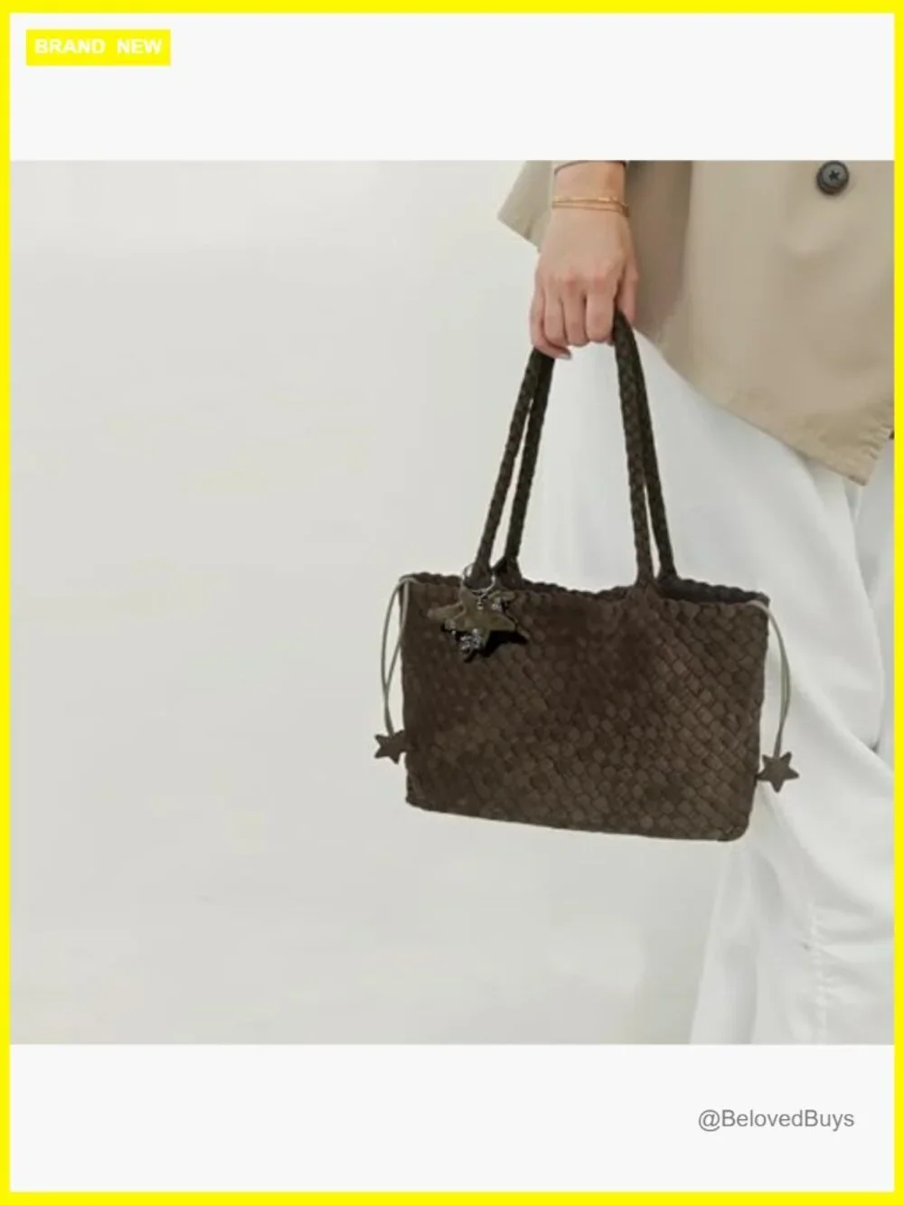 Woven Hobo Bag, Faux Leather Tote Shoulder Bag, Large Capacity, Magnetic